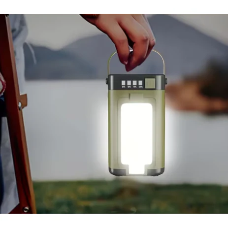 Portable Quad-Panel LED Camping Light – Military Green - Image 3