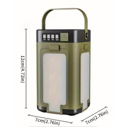 Portable Quad-Panel LED Camping Light – Military Green - Image 4