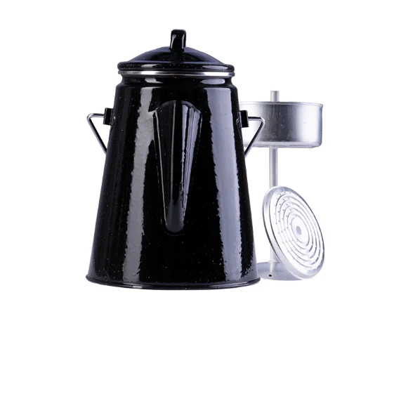 Black Enamelware Percolator – 2L Sheet Steel Coffee Pot (8 Cups)