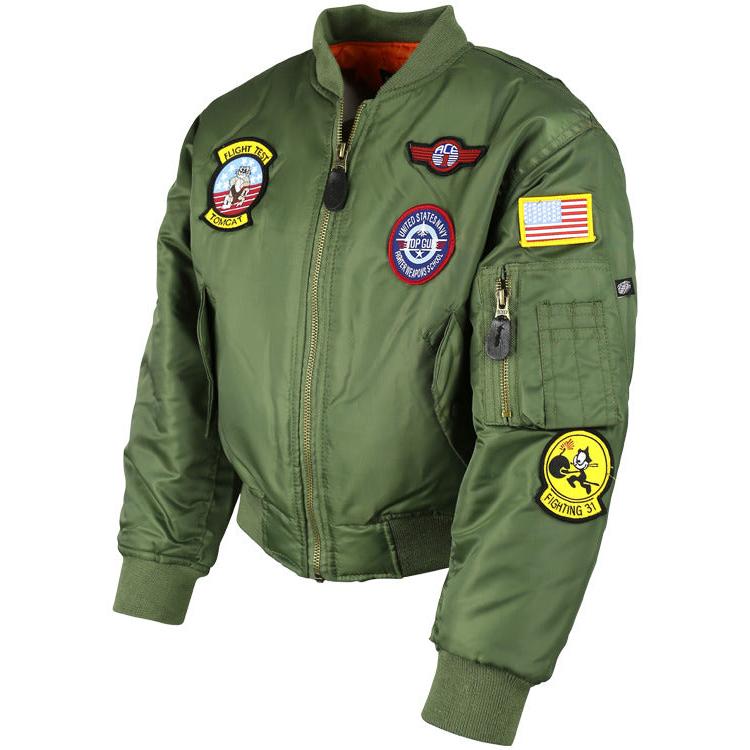 Kids MA1 Jacket - Olive Green - Image 2