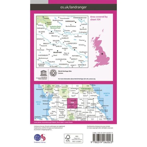 Leeds & Bradford OS Landranger 104 - Image 2