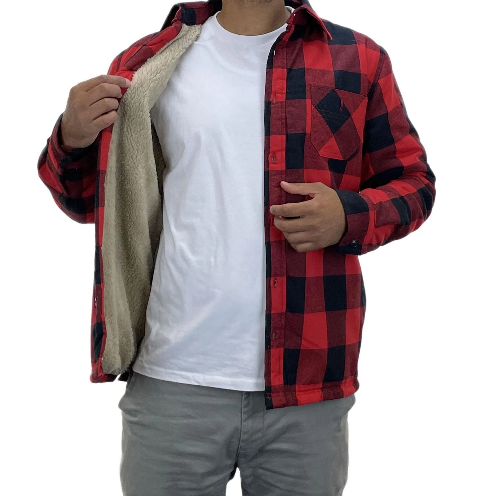 Mens Sherpa Fleece Lined Work Shirt - 4061 - Image 3