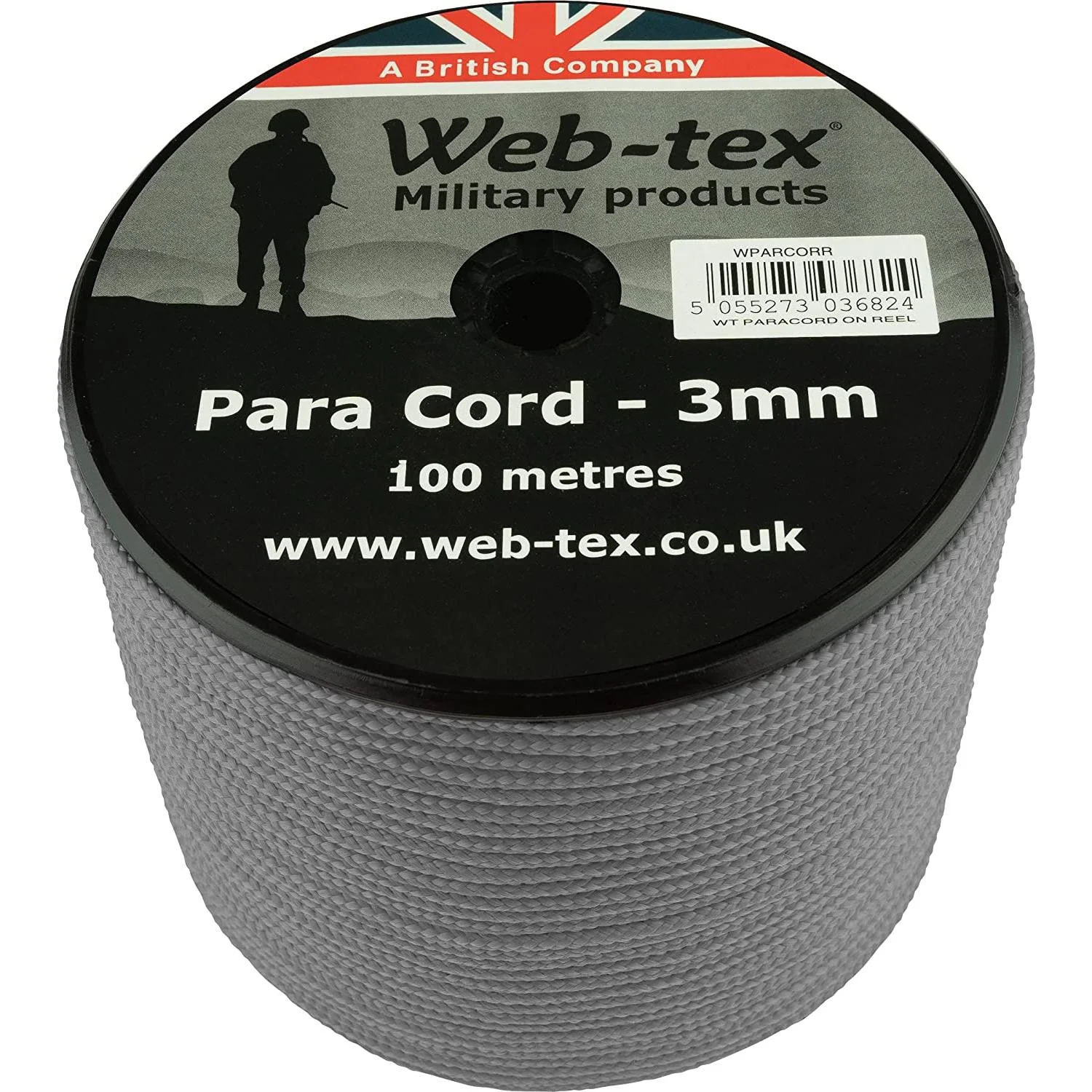ParaCord on reel - 100m Grey