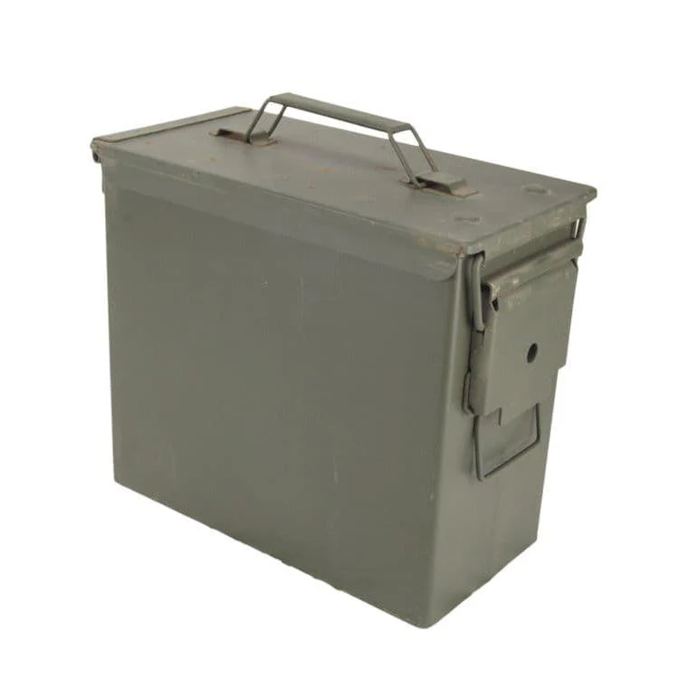 Genuine Military Tall 50 Cal Ammo Tin – Grade Used